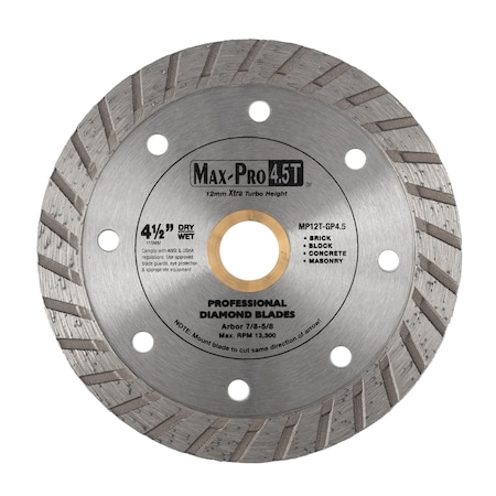 Paragon Diamond Tools 4'' x .070 x 7/8-5/8 Turbo Segmented Small Diameter Diamond Blades MP12T-GP4